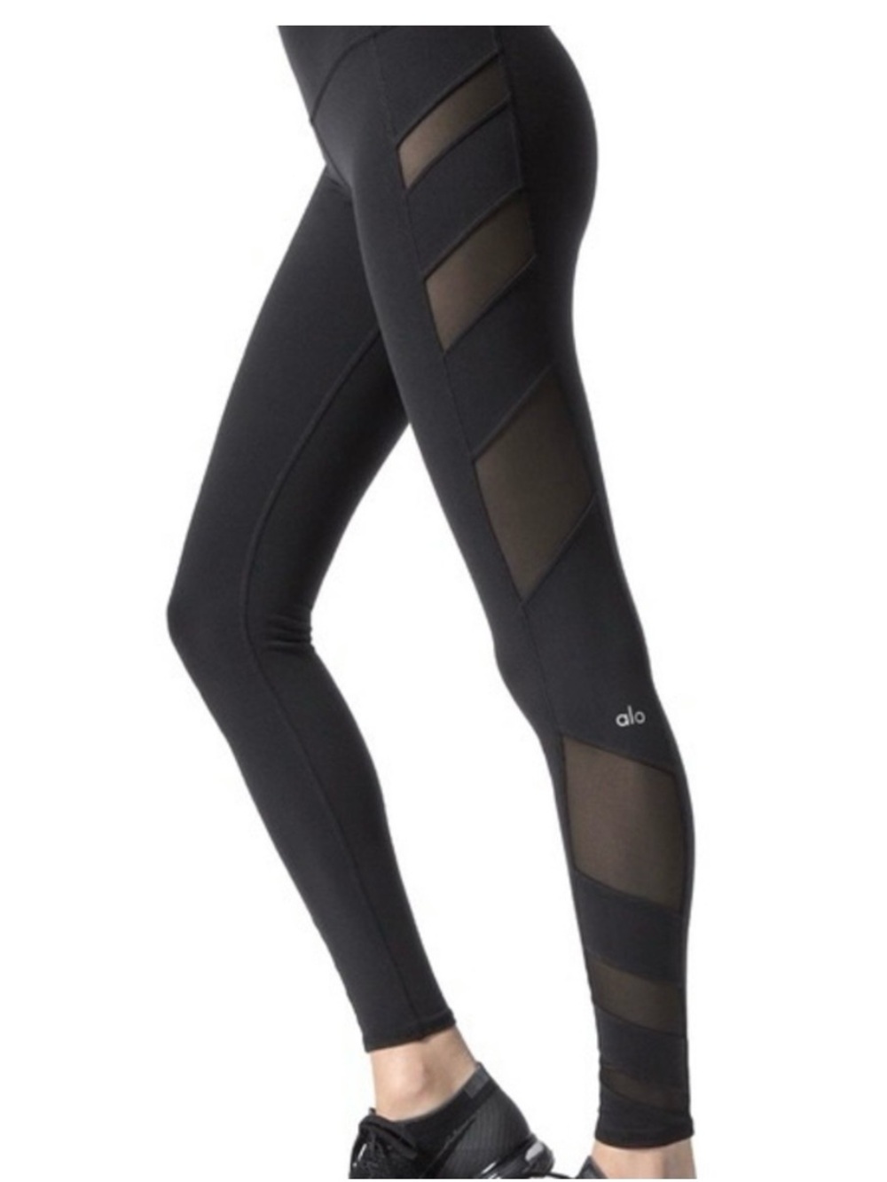 ALO Yoga Black Mesh Panel Leggings